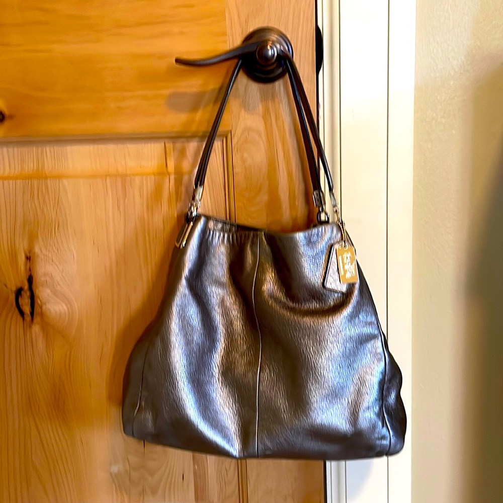 Coach metallic leather bag